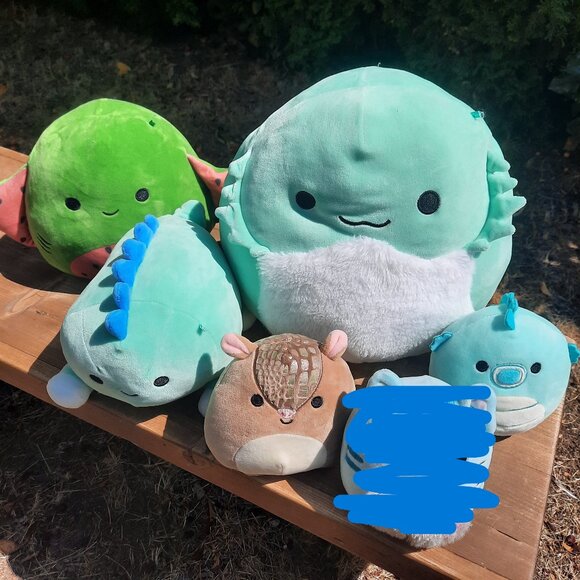 Lot of 5 Squishmallows Armadillo, Sting Ray, Sea Horse, Bearded Dragon, Dinosaur - Picture 1 of 3